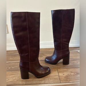 Vince Camuto GiGi Knee High Boots Size 7 Rich Mahogany Leather New In Box